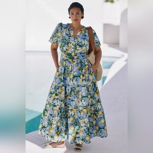 Anthropologie Somerset Lemons Maxi Dress